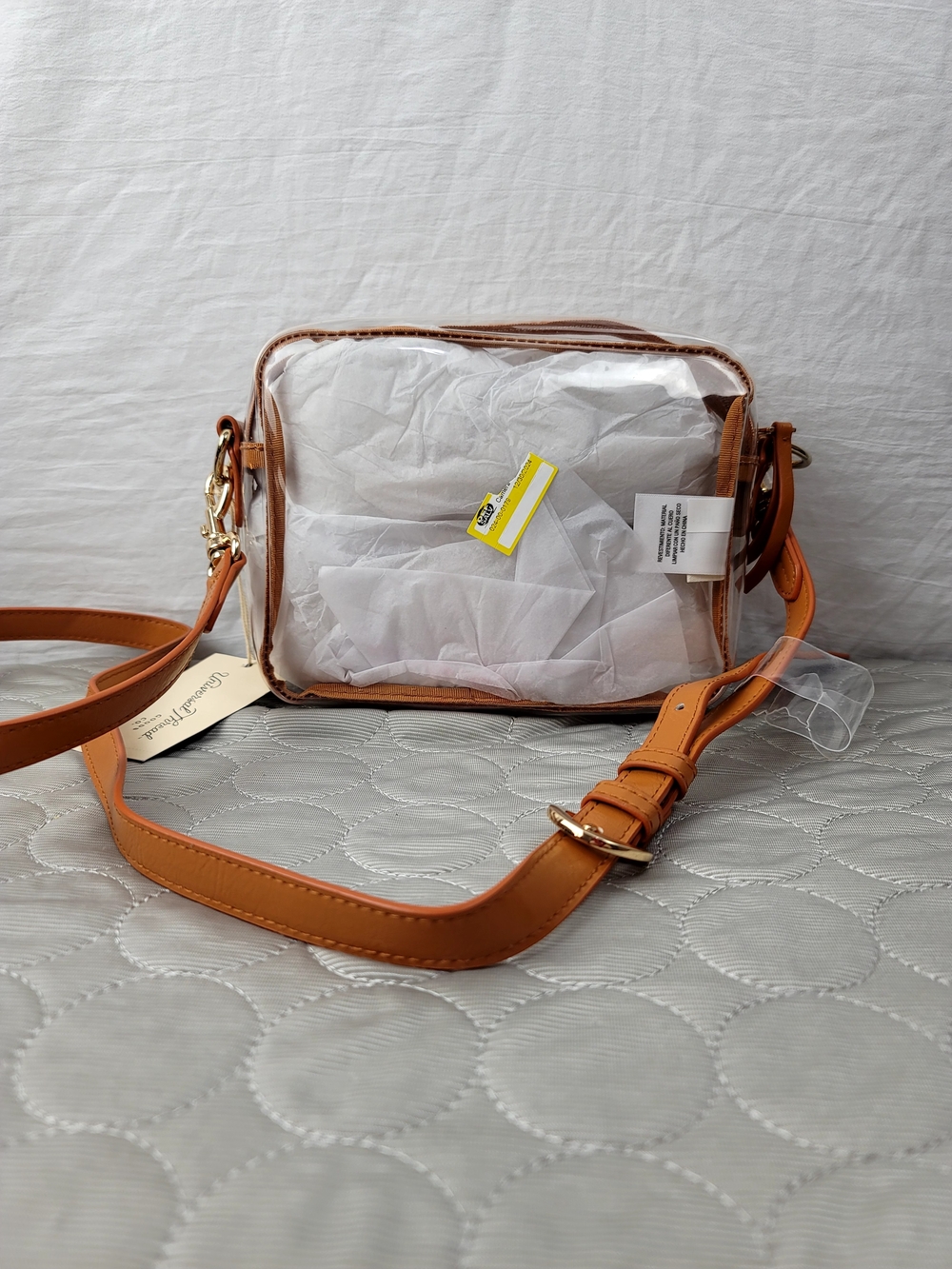Universal Thread Clear Crossbody with Tan Trim and Strap